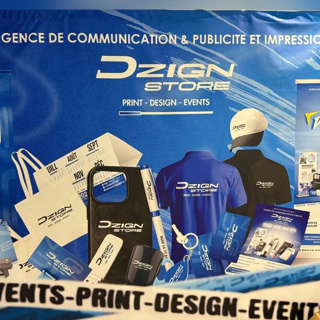 DZign Store printed materials: textiles, giveaways, calendars, flyers and pull-up banners